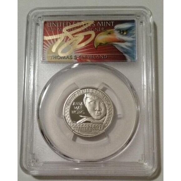 PCGS 2022 S Clad Anna May Wong Quarter Proof PR70 DCAM FS Cleveland Eagle Label - Picture 1 of 2